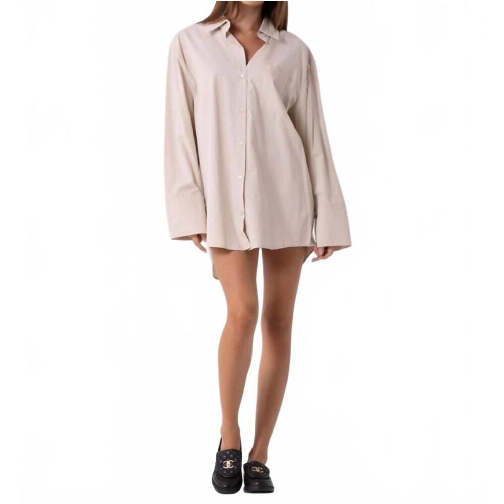 NEW BEIGE BOTANY naomi shirt dress in ecru S/M